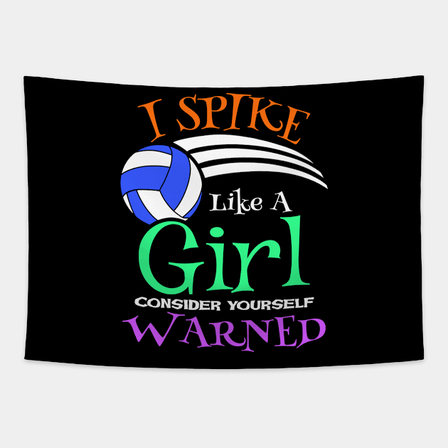 Cute Volleyball Spike Gift Print Volleyball Team Print Tapestry by Linco