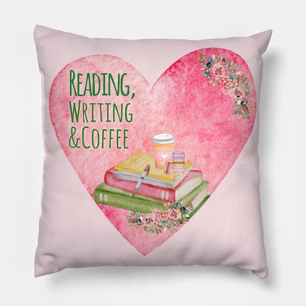 Reading, Writing & Coffee Pillow by StuffWeMade