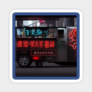 Cyberpunk Tokyo Ramen Food Truck Magnet