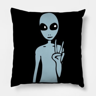 We Come In Peace (blue) Pillow