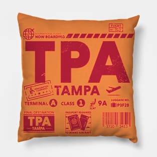 Vintage Tampa TPA Airport Code Travel Day Retro Travel Tag Pillow