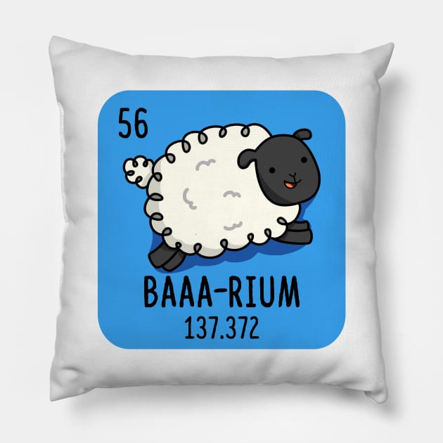 Baaarium Cute Sheep Chemistry Pun Pillow by punnybone