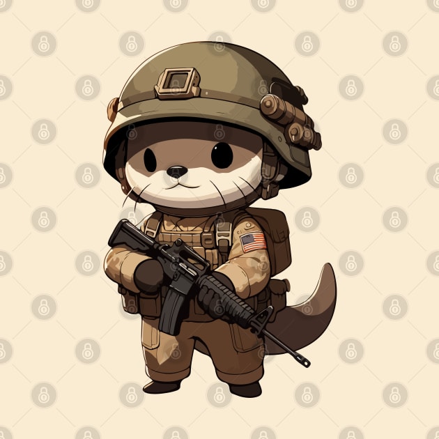 Kawaii Otter Soldier by TomFrontierArt