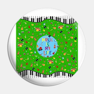 Music is my life (verde) Pin