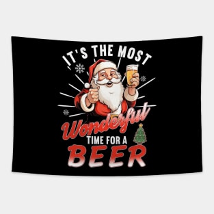 It's the Most Wonderful Time for a Beer - Funny Beer Santa Tapestry