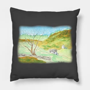 House and Hills Pillow