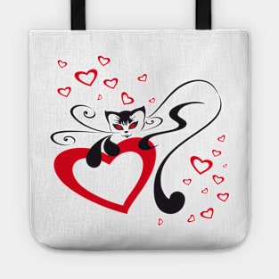 Cat with Hearts Tote