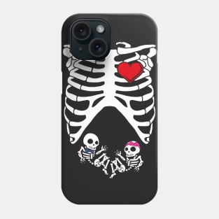 Spooky Skeleton Costume Pregnant Mommy of Boy & Girl Phone Case