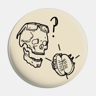 Where are my glasses?! Skull with glasses and glasses case, tattoo style design Pin