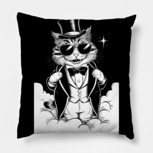 Cool Rich furry cat in sunglasses Pillow