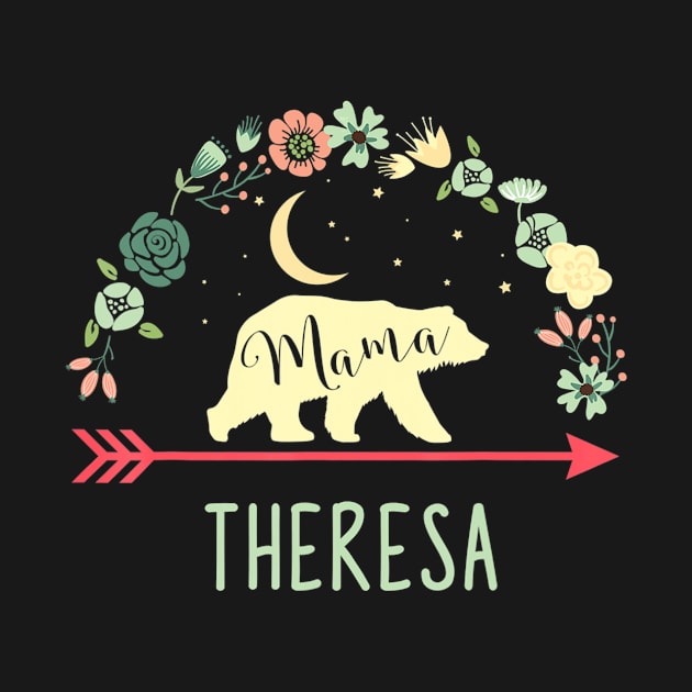 Theresa Name Gift Floral Personalized Mama Bear by crowominousnigerian 