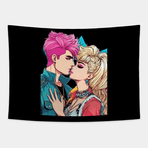 Kissing Couple Tapestry by animegirlnft