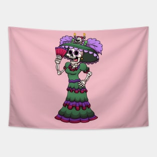 Mexican Catrina With Hand Fan Tapestry