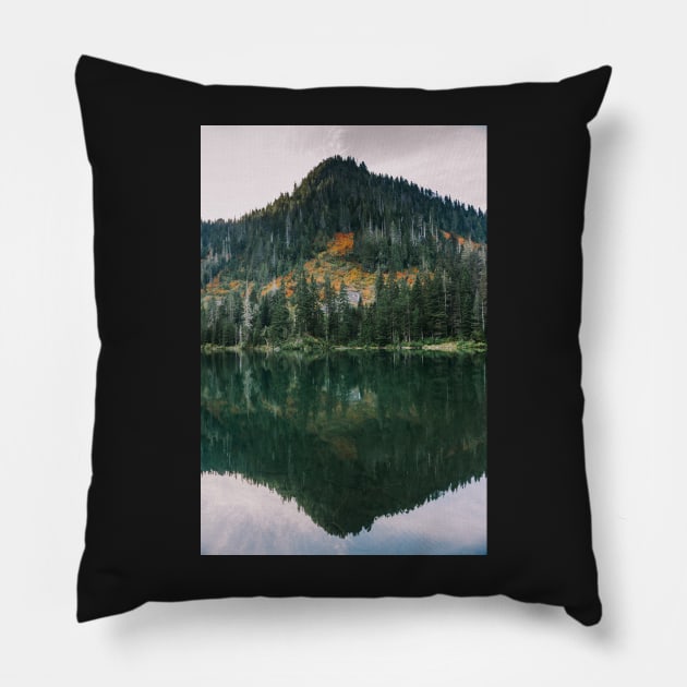 Mountain lake reflection at Lake 22 in Granite Falls,Washington Pillow by Robtography