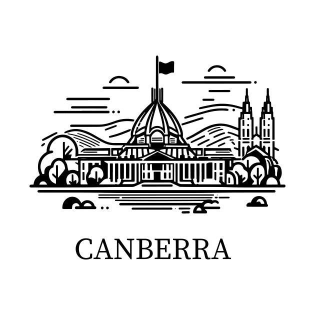 canberra line art illustration by art poo