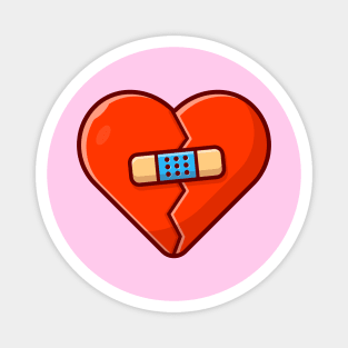 Broken Heart With Injury Tape Plaster Cartoon Vector Icon Illustration (2) Magnet