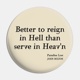 John Milton Paradise Lost Satan Quote Pin