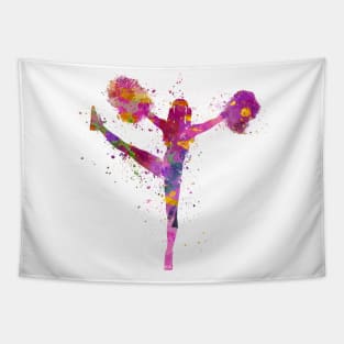 Sports cheerleader in watercolor Tapestry