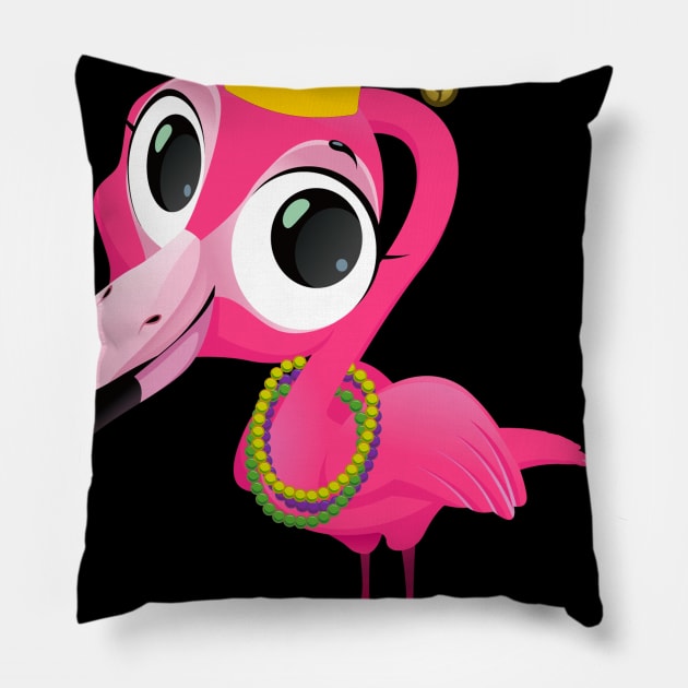 Flamingo Mardi Gras Beads Shirt tee Pillow by Danielsmfbb