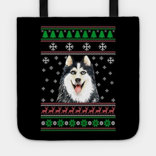 Cute Siberian Husky Dog Lover Ugly Christmas Sweater For Women And Men Funny Gifts Tote