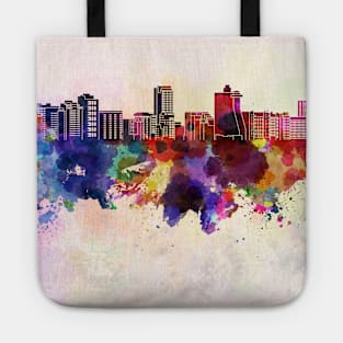 Acapulco skyline in watercolor background Tote