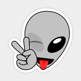 Alien Wink Peace Tongue Emoji Magnet