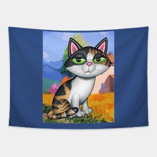 Cute Calico Kitty on Southwestish background Tapestry