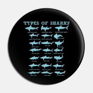 21 Types of Sharks Marine Biology Pin