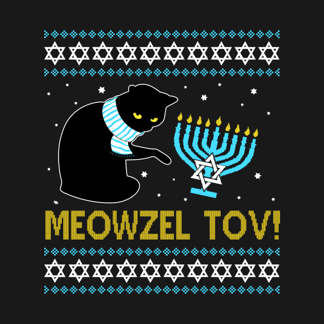 Meowzel Tov Black Cat Funny Hanukkah Chanukah Men Women Kids by _So who go sayit_