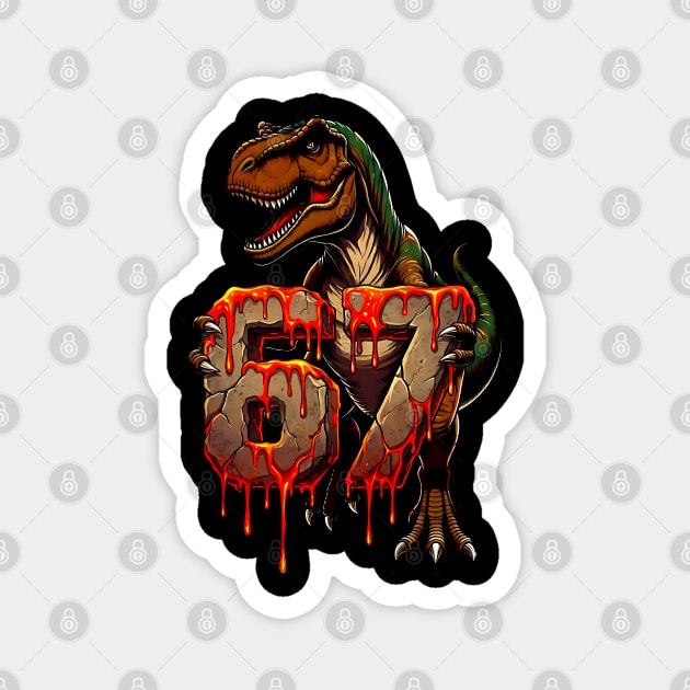 T-Rex 67 Lava design Magnet by UrbanLifeApparel
