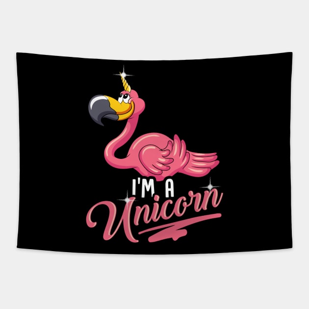 Adorable I'm a Unicorn Flamingo Cute Animal Tapestry by theperfectpresents