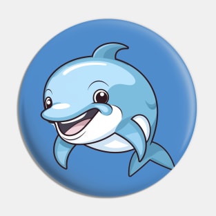 Happy dolphin, cartoon Pin