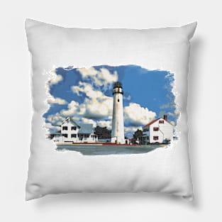 Fenwick Island Lighthouse Watercolor Street View Pillow