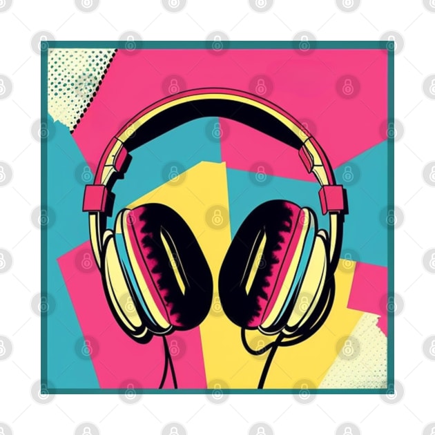 90s Pastel Retro Headphones by musicgeniusart