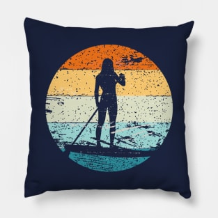 Vintage Retro Style Stand Up Paddle Board Design Pillow