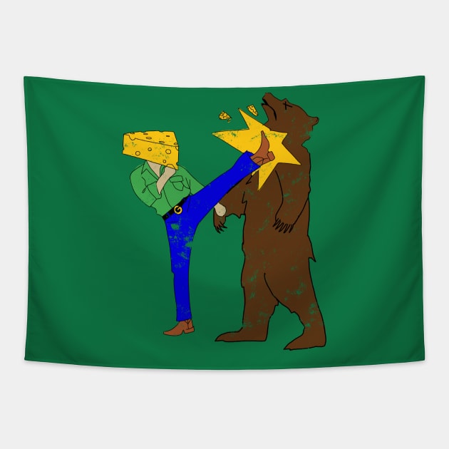 Cheesehead Karate Kick Tapestry by Samson_Co