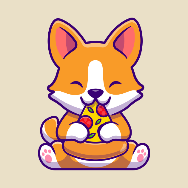 Cute Corgi Dog Eating Pizza by Catalyst Labs