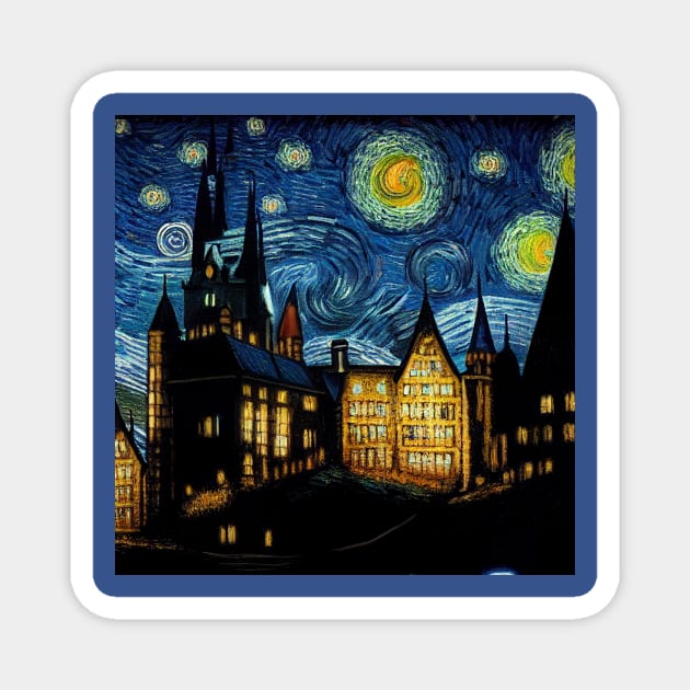 Starry Night Wizarding School Van Gogh Magnet by Grassroots Green