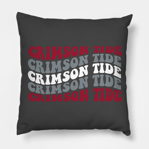 Crimson Tide Wave Font Design Pillow by Violet Ray Design