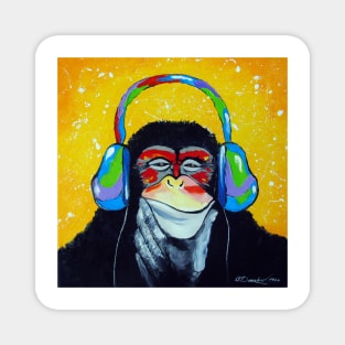 Monkey music lover Magnet