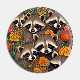 Raccoon Babies Cute Little Baby Raccoons and Flowers Pin