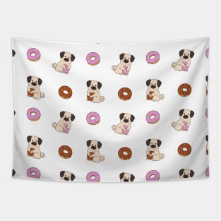 Pug Doughnut Pattern Tapestry