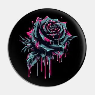 Dark rose dripping art Pin