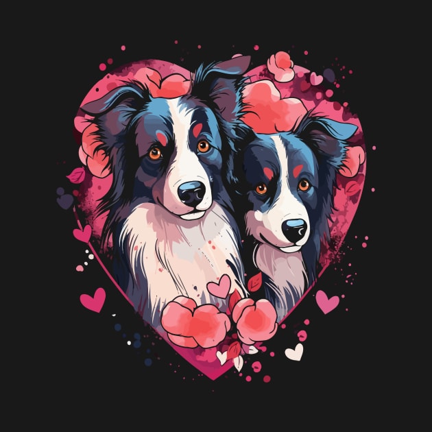 Border Collie Couple Valentine by JH Mart
