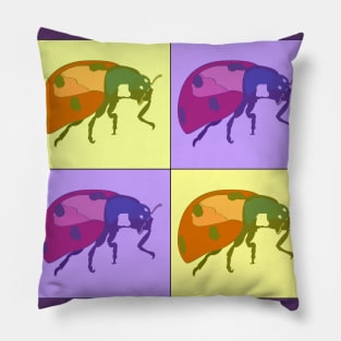 Ladybug Pop Art - Purple and Yellow Pillow