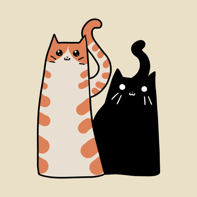 Tabby Cat and Black Cat by saradaboru