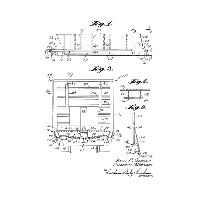 Gondola Railway Car Vintage Patent Hand Drawing by TheYoungDesigns