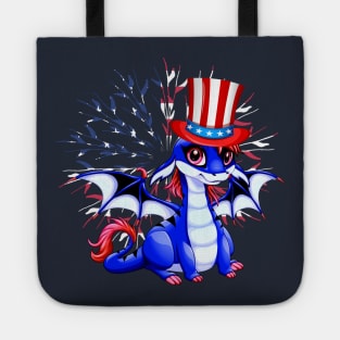 Cute Anime Dragon July 4th Independence Day Fireworks Baby Dragon Tote