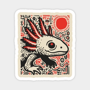 Quirky Axolotl Folk Art Print for Science Kid Bedroom Decor Magnet
