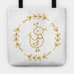 Chicken in the garden in warm caramel and cream tones Tote